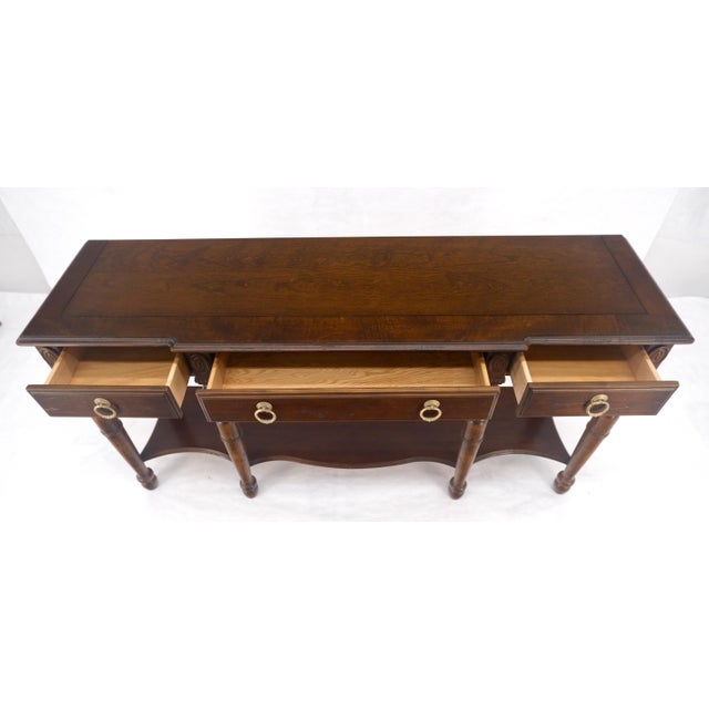 Spanish Colonial Style 3 Drawers 60" Wide Console Table Credenza Brass Pulls For Sale - Image 14 of 16