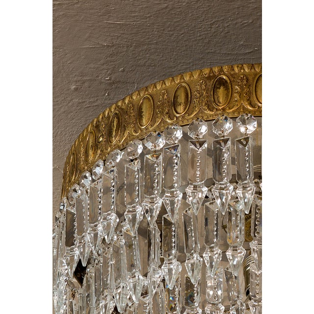 Empire Style Ceiling Light with 4 Bronze Lights and Hanging Drops, 1950s For Sale - Image 6 of 13