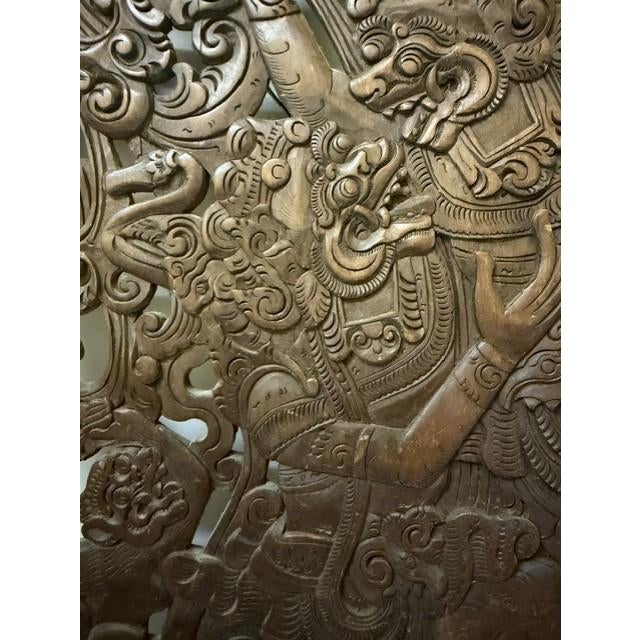 1960s 1960s Balinese Hand-Carved Teak Mythological & Bhoma Relief Panel - Museum Auction Provenance For Sale - Image 5 of 15