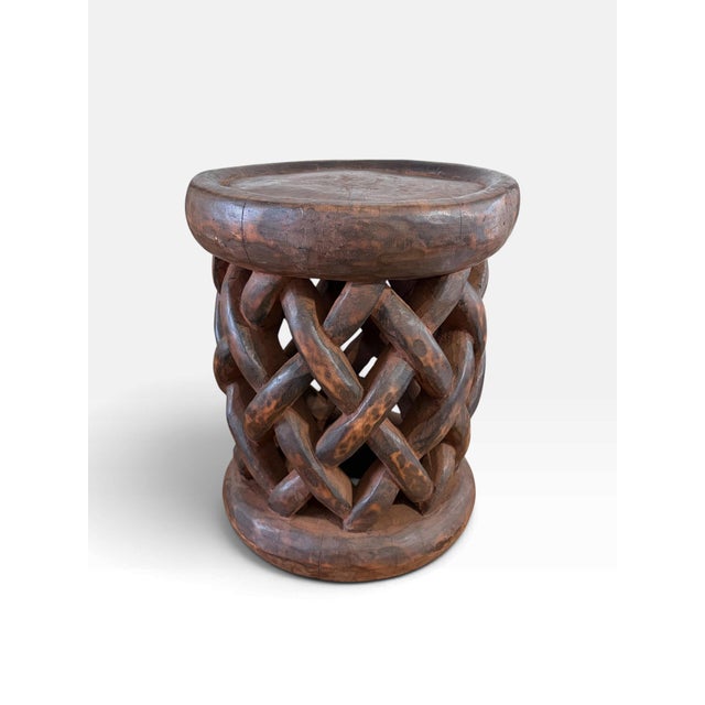 Wood Vintage Tribal Nobility Bamileke Braided Stool/Table Cameroon 15" H For Sale - Image 7 of 9