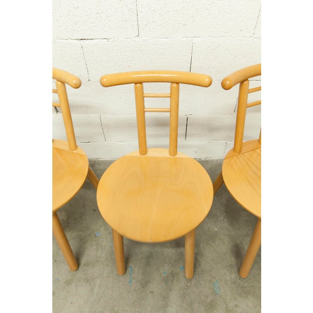 Minimalist Chairs in Light Wood, Italy, 1980s, Set of 3 For Sale - Image 4 of 18