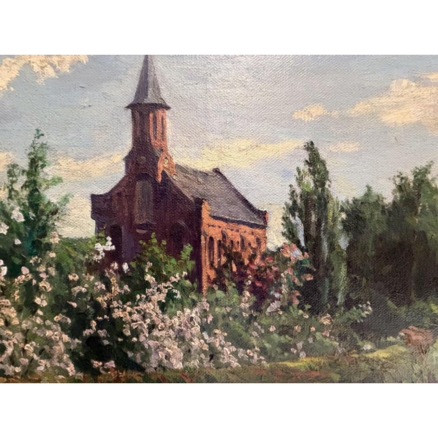 Friedrich Fennel, Village Church, Hesse, 1910, Oil Painting on Canvas For Sale - Image 9 of 13