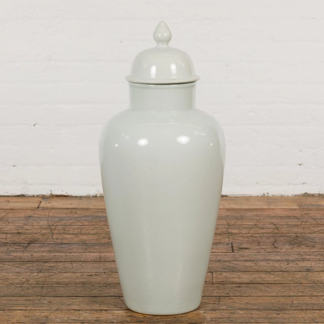 Ceramic Vintage White Porcelain Vase with Lid For Sale - Image 7 of 12