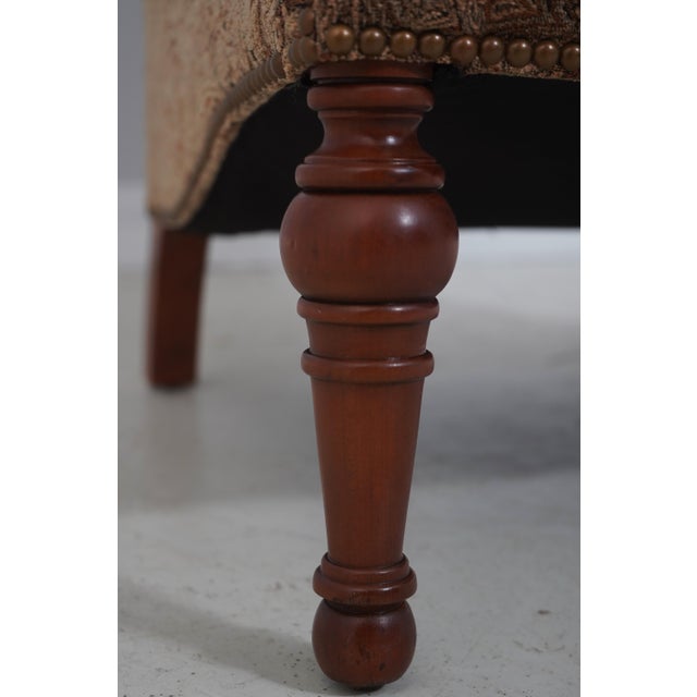Textile Stickley Tufted Upholstered Cherry Leopold Chair For Sale - Image 7 of 18