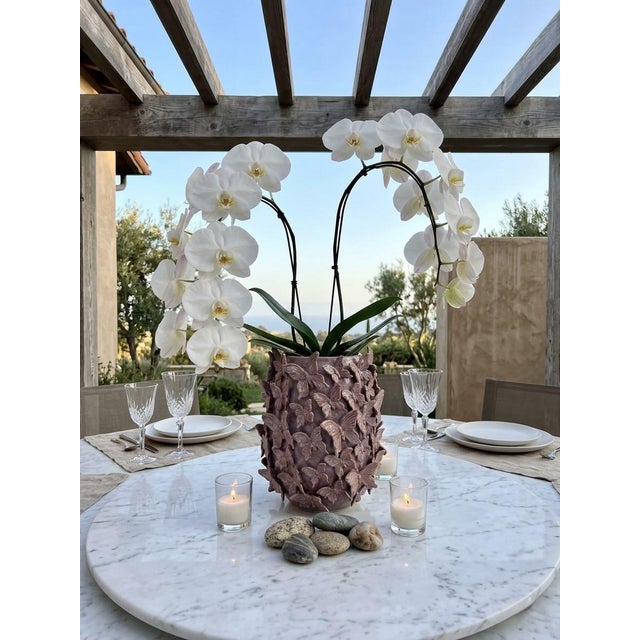 Vintage Italian Hand-Modeled Butterfly Relief Ceramic Vase in Lavender Glaze For Sale - Image 9 of 9