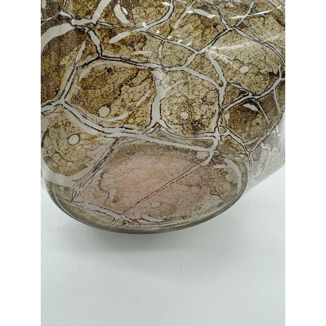 Late 20th Century Late 20th Century Jozefina Krosno Poland Handblown Pulled Brown Marbled Red Interior Glass Vase For Sale - Image 5 of 6