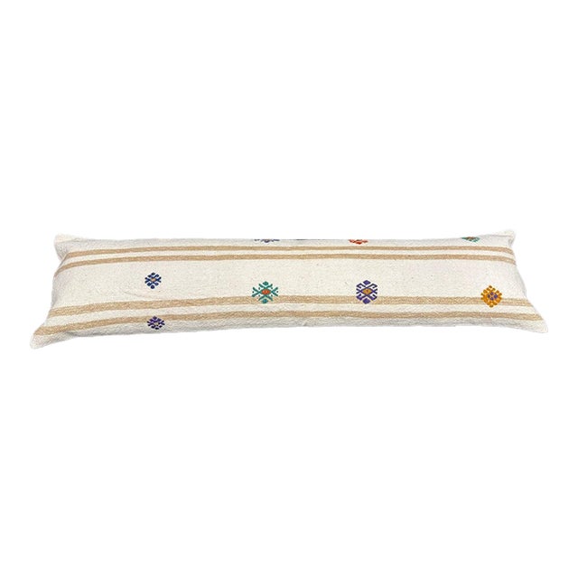 Turkish Hemp Pillow Cushion Natural Beige Brown Cushion Cover 12"x46" For Sale