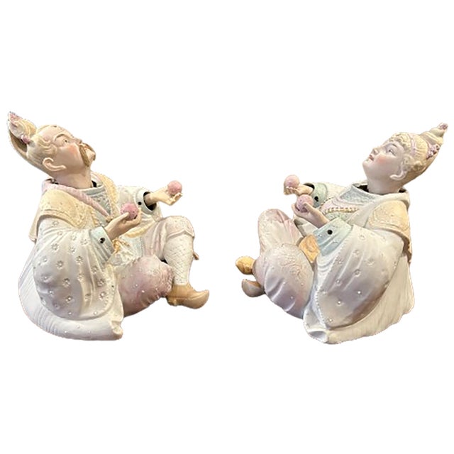 Early 20th Century Pair of Early 20th Century Enameled Porcelain Bisque Germanic Nodder Circus Figurines For Sale - Image 5 of 9