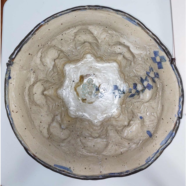 Offered here is a very large handmade Gothic style art sculptural bowl featuring eight 3-dimensional figural faces around...