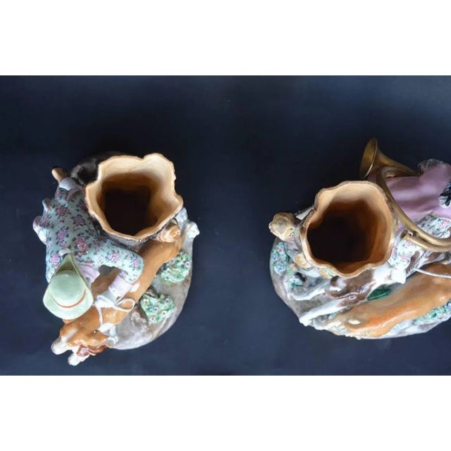 Set of Two Porcelain Hunting Dog Vases. Germany, Early 20th Century. For Sale In Los Angeles - Image 6 of 8