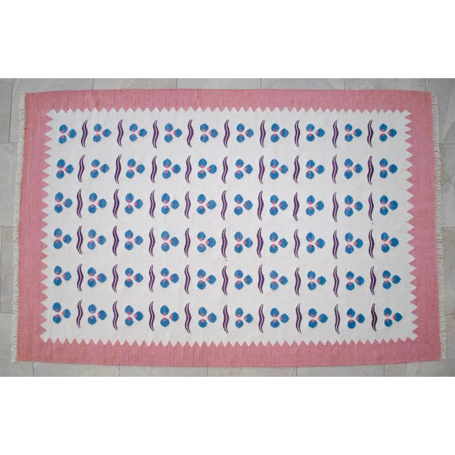 Turkish Silk Rug Kilim HandWoven Chintamani Motif Oushak Area Rug - 4′2″ × 6′4″ For Sale - Image 17 of 18