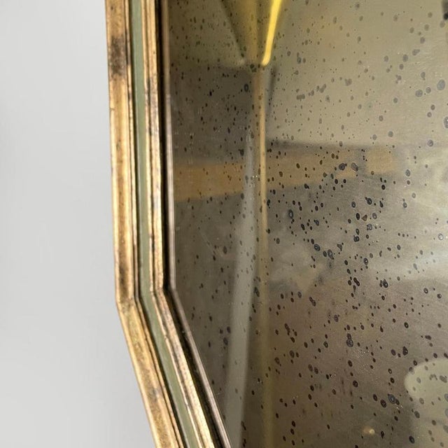 Antique Italian Octagonal Wall Mirror in Green Wood with Golden Profiles, 1700s For Sale - Image 15 of 18