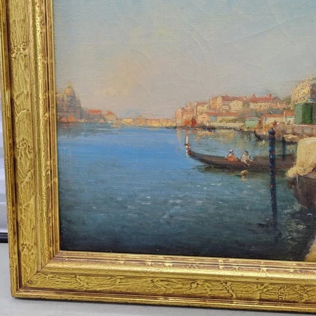 Early 20th Century Framed Italian Street Canal Scene Oil Painting by Nicholas Briganti For Sale - Image 5 of 11