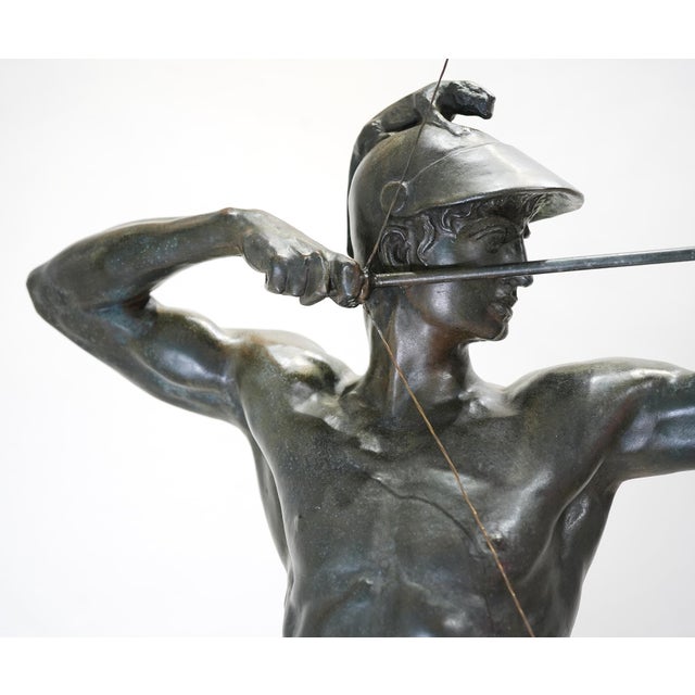 Figurative Early 20th Century The Archer Classical Bronze Male Nude Sculpture by Ernst Moritz Geyger For Sale - Image 3 of 11