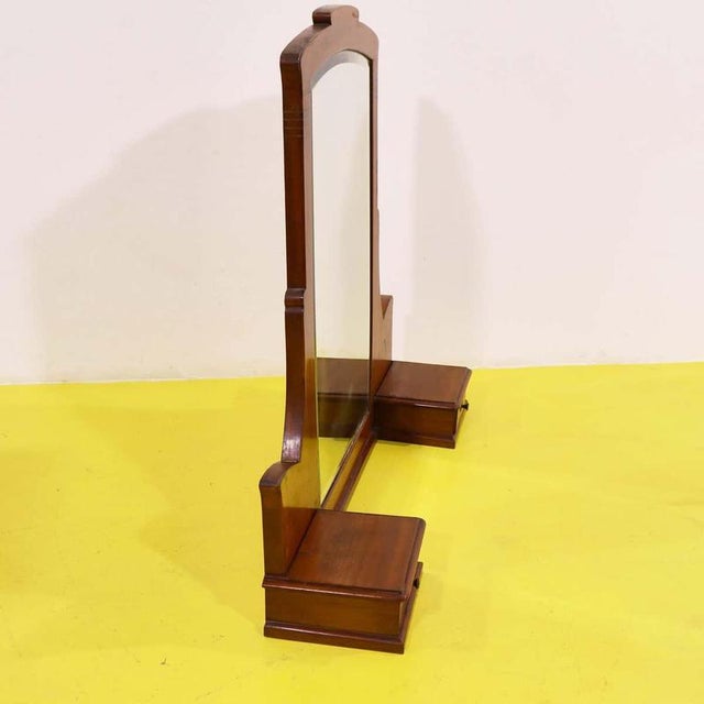 Brown Wooden Polished Mirror with Side Drawers For Sale - Image 8 of 11