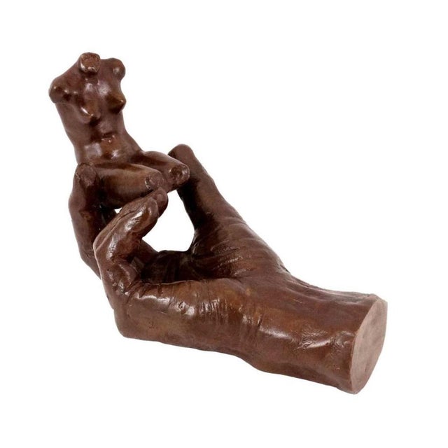 Brown Art Nouveau Sculpture, 20th Century, Brown Patinated Bronze For Sale - Image 8 of 9