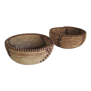 Coiled Shallow Baskets From Africa - a Pair For Sale