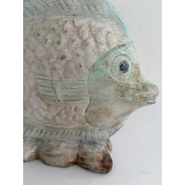 1970s Vintage Hand-Carved Wooden Fish Sculpture – Coastal Sculptural Decor For Sale - Image 5 of 14