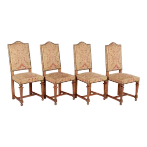 French Louis XIII Style Dining Chairs, Set of 4