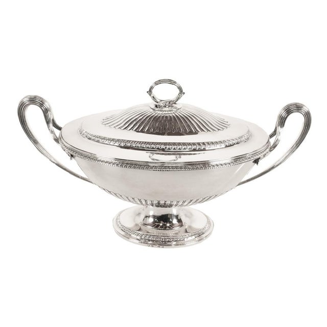 Antique George III Sterling Silver Soup Tureen Cover Benjamin Laver London 1787 For Sale - Image 11 of 18