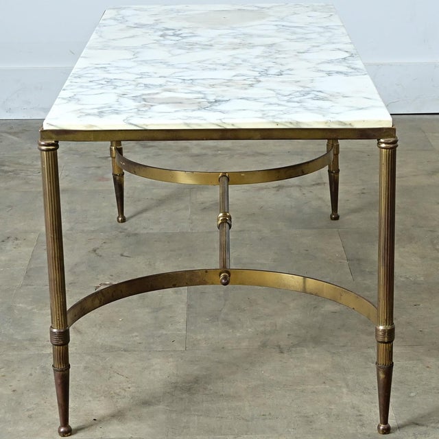 Early 20th Century French White Marble & Brass Coffee Table in the Maison Jansen Style For Sale - Image 10 of 12