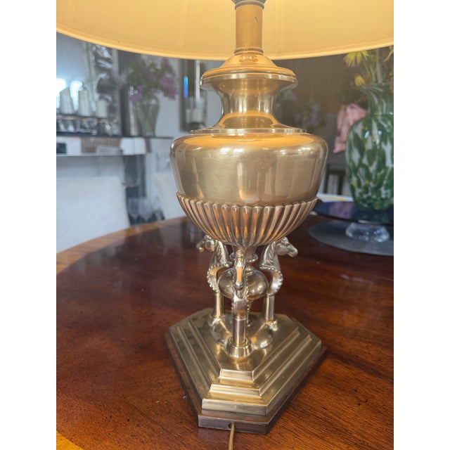 Brass 1940s Frederick Cooper Brass 3 Horse Lamp For Sale - Image 8 of 9