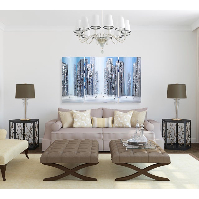 City Pulse - Original Textured Abstract Cityscape Oil Painting Triptych For Sale - Image 9 of 9
