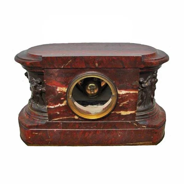 Late 19th Century Vintage Barbedienne French Renaissance Style Marble Clock For Sale - Image 4 of 5