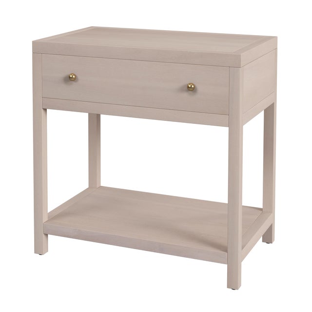 Beige Nora 30 in. W Rectangular Wood 1 Drawer Wide Nightstand with Lower Open Shelf, Antique Taupe For Sale - Image 8 of 8