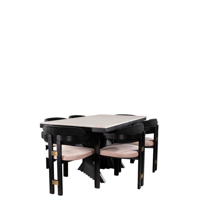 Sophisticated materials take a cue from modern geometry to create this spectacular dining room set for 6 people. Black...