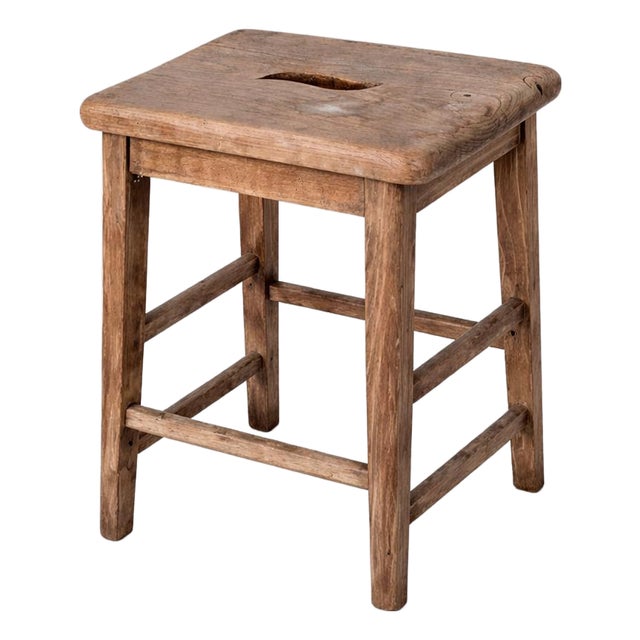 Rustic Oak and Pine Bar Stool For Sale