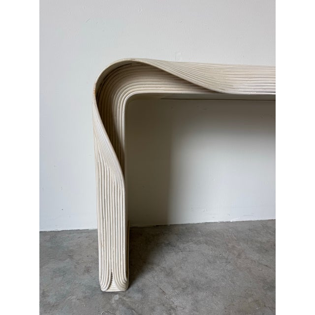 1980's Betty Cobonpue–Style Coastal Organic Split Reed Rattan Console Table For Sale - Image 4 of 10