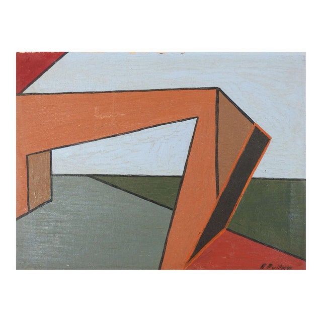 Vintage Mid Century Abstract Color Block Painting For Sale