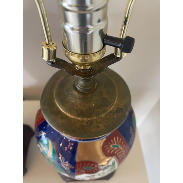 Ceramic Pair of Vintage Imari Style Porcelain Lamps For Sale - Image 7 of 13