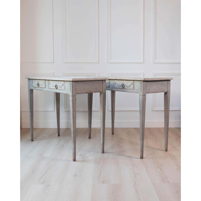 Pair of 19th Century Swedish Gustavian Painted Console Tables For Sale - Image 13 of 14