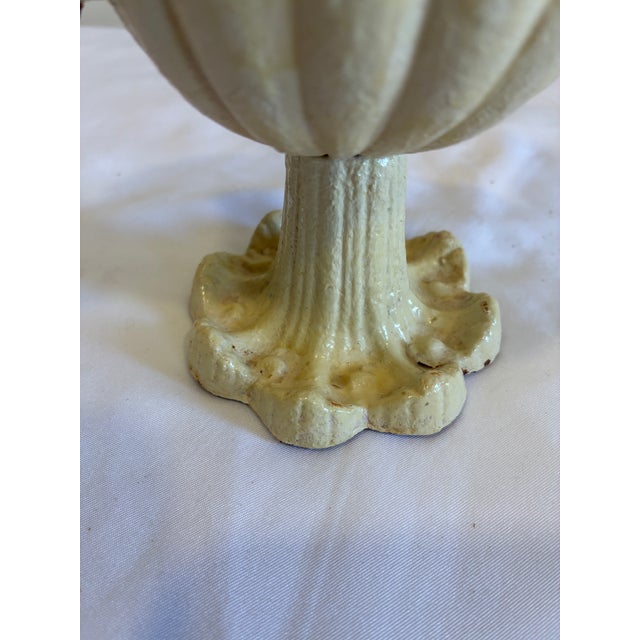 Vintage Cast Iron Bird Feeder Decor With Pink Birds on Pedestal Base For Sale - Image 9 of 9