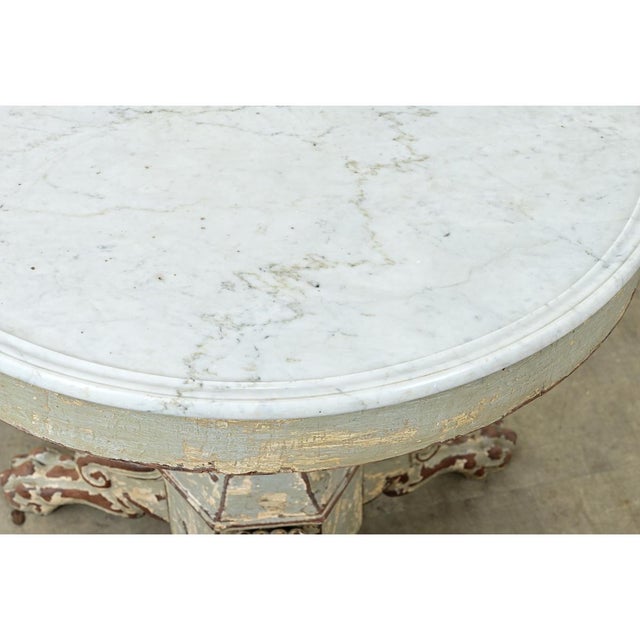 French 19th Century White Marble Top Gueridon with Painted Finish For Sale - Image 13 of 17