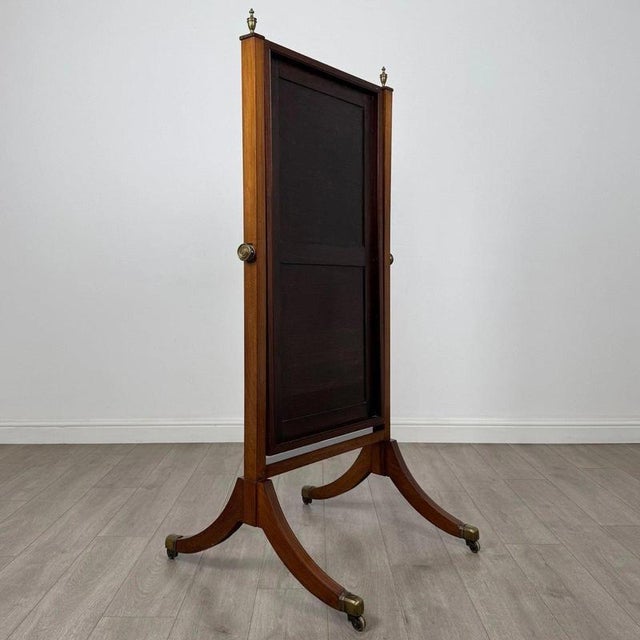 20th Century English Edwardian Inlaid Mahogany Cheval Mirror, 1890s For Sale - Image 3 of 12