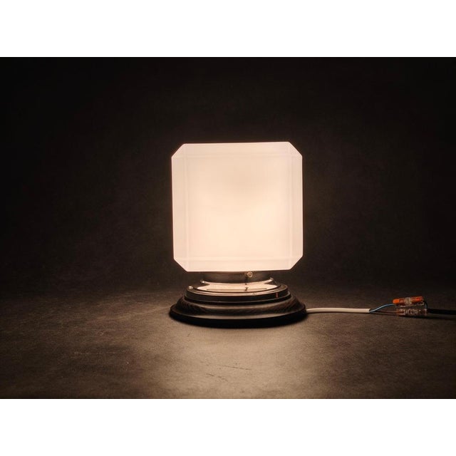 Art Deco Nickel Wall Lights with Milky Glass Shades, 1930s, Set of 2 For Sale - Image 10 of 11