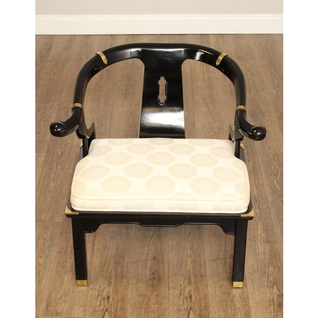 1980s Century Furniture 'Chin Hua' Black Lacquered Chinoiserie Armchair For Sale - Image 5 of 12