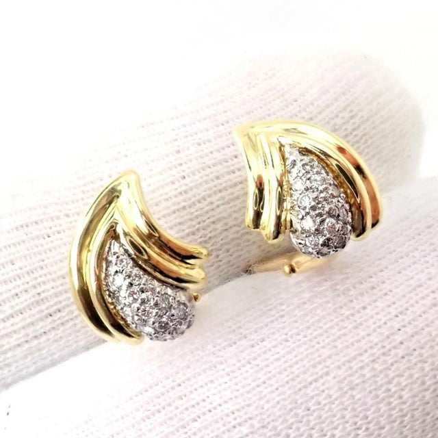 Contemporary Tiffany & Co. 18k Yellow Gold Diamond Teardrop Earrings, Pair For Sale - Image 3 of 6