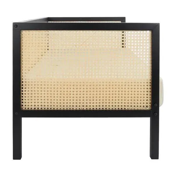 Wood Dune Rattan 3 Seater Sofa - White/Black For Sale - Image 7 of 11