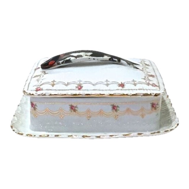 Antique Porcelain Victoria Floral Sardine Box For Sale