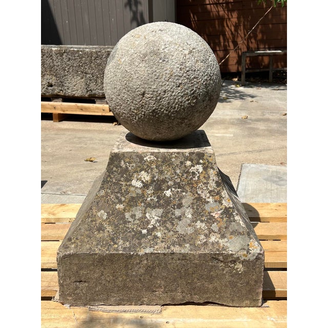 Pair of 18th Century French Carved Limestone Pillar Ball Finials For Sale - Image 4 of 18