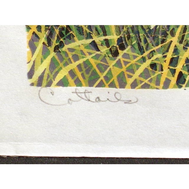 Gordon Mortensen "Cattails" Hand Signed Woodcut Reduction Art Print, For Sale - Image 4 of 6