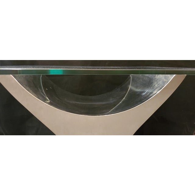 Contemporary Contemporary Chrome and Glass Side Table For Sale - Image 3 of 10