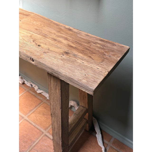 Rustic European Handcrafted Reclaimed Wood Console Table For Sale - Image 3 of 9