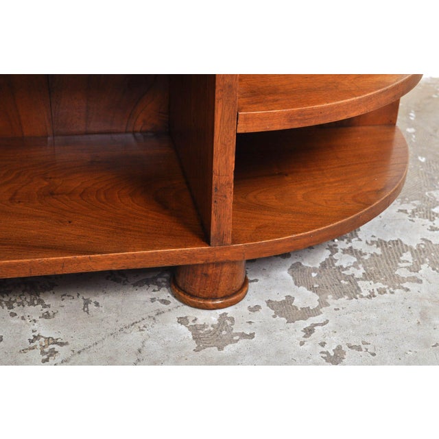 Vintage Walnut Bookcase with Curve, 1930s For Sale - Image 10 of 13