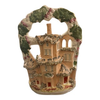 Staffordshire Antique Cottage House 19th Century Porcelain England Hand Painted For Sale