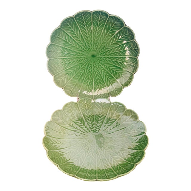 Vintage Green Cabbage Leaf Plates a Pair Chairish